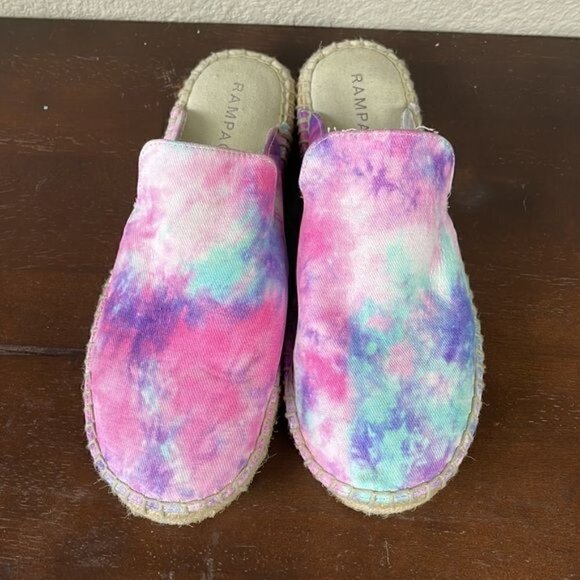 Rampage Bianca Womens Slip On Tie Dye Mules Spring Slides Espadrille Sz 5.5 - Picture 4 of 11